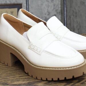 Women's White Platform Heeled Loafers